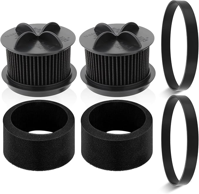 Style 10 Belt and Filters for Bissell Cleanview Powerforce Bagless Filter Style 9, Style 12, 6594 6596 6582 6583 6579 Vacuum filter replacement Cleaner, 2 Pack Outer Foam & Inner Filters & Belts Parts