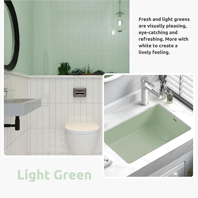 Tub and Tile Refinishing Kit 35oz, Low Odor Countertop Paint, Shower Sink Paint for Bathroom Kitchen, 50-55sq.ft Semi-Gloss Light Green