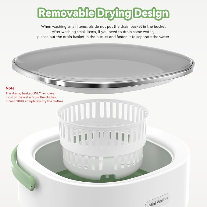 JUJOJB Portable Foldable Mini Washing Machine for Delicates & Small Loads | Portable 20L foldable washer with spin basket 3 wash modes. Ideal for baby clothes, underwear, dorms, RVs