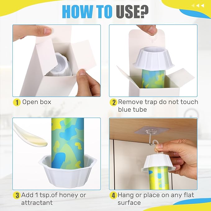 Qualirey 4 Pcs Sticky Fly Trap Fly Stick with Hanging Hook Adhesive Flying Catcher for Indoor Outdoor Trap Houseflies and Flying Insects Mosquito Bee Wasp Moth (Camouflage Style)