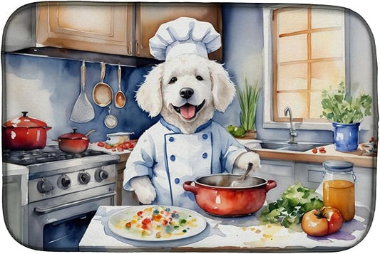 Caroline's Treasures DAC6275DDM Kuvasz The Chef Dish Drying Mat Absorbent Dish Drying Mat Pad for Kitchen Counter Dish Drainer Mat for Countertop, 14 x 21", Multicolor