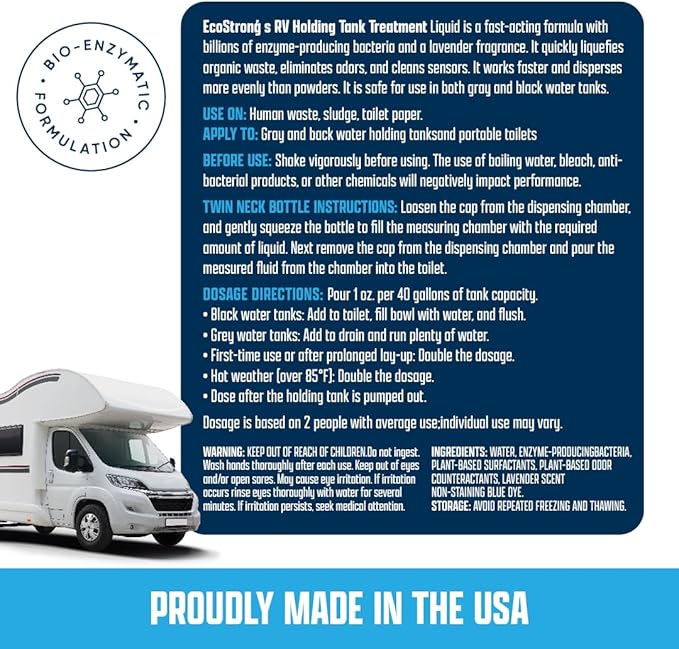 Eco Strong RV Toilet Treatment | RV Black Tank Treatment | RV Holding Tank Digestor, Odor Eliminator, and Cleaner | Perfect for Campers, RVs, Boats, 68 Treatments, Lavender