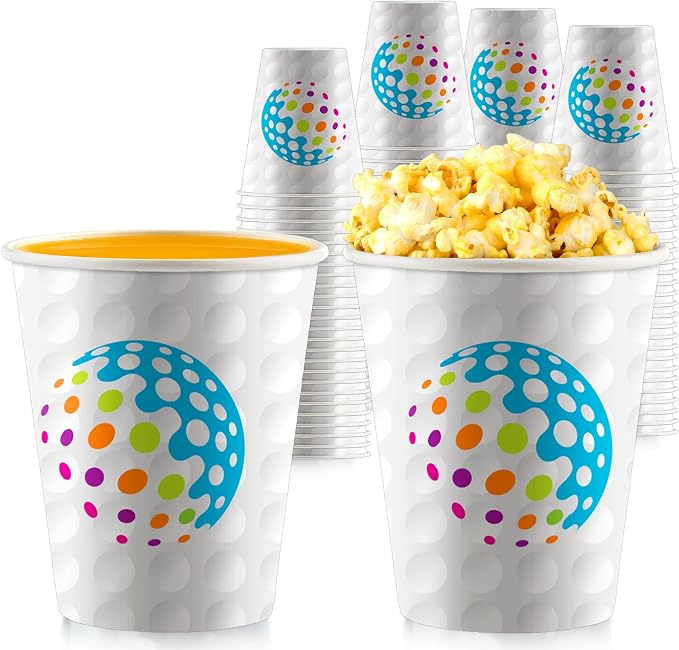 50 Pcs 9 oz Golf Party Paper Cups Bulk Let's Par-Tee Disposable Golf Ball Theme Cups Sports Drinking Tumblers for Birthday Party Favors Supplies Golfs Tournament Lover Gifts
