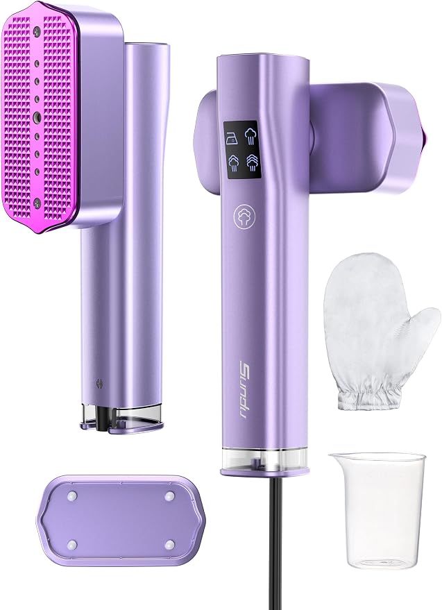Steamer for Clothes,Sundu Portable 2-in-1 Travel Steamer&Iron,15s Fast Heat-up,100ml Water Tank,Ironing Gloves,25 Min Powerful Continuous Steam,1000W&4 Modes Light Steam Iron for Travel&Home(Purple)