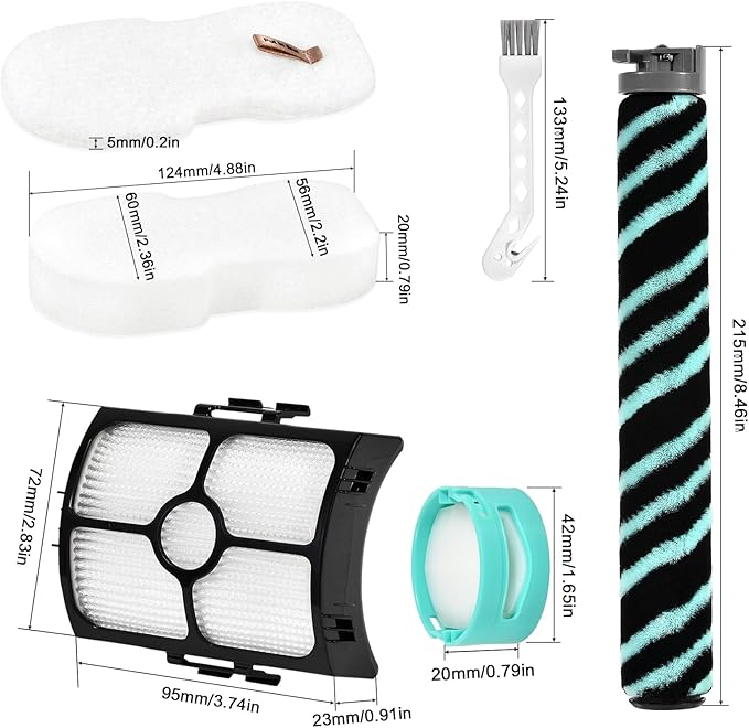 Replacement Parts Accessories Kit Compatible with Shark HZ4000 HZ4002 Corded Stick Vacuum Cleaner, 1 Roller Brush, 2 HEPA Filters, 4 Foam & Felt Filters, 4 Odor-Neutralizer Cartridge