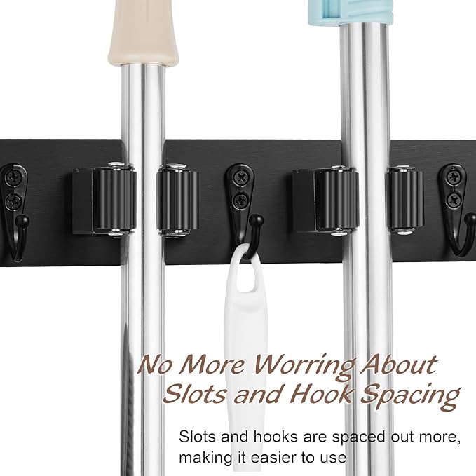 OUTNILI Broom Holder and Coat Rack Wall Mount Bundle
