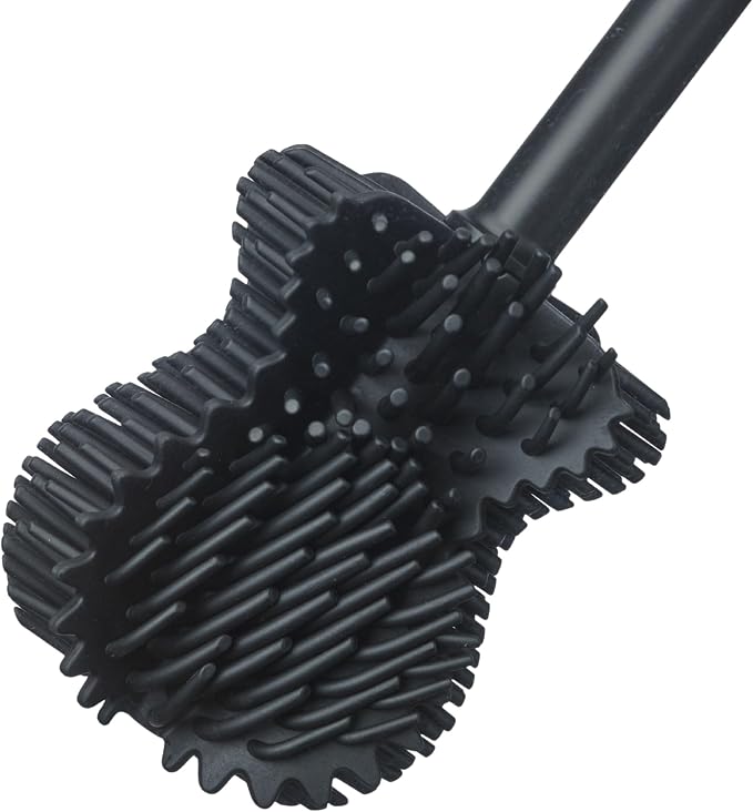 ReBorn Recycled Toilet Brush - Bathroom Toilet Bowl Brush & Holder - Anti Drip 360° Hourglass Brush Head - Closed Fit Storage Cover - Replaceable Heads - Made in Britain (Graphite Black)