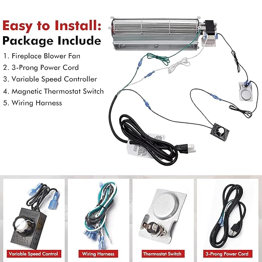 Hiorucet Upgraded Blower Fan Kits for Desa Fireplace Parts, GA3750A, GA3750, GA3700, BK BKT GA3650 Low Noise Fireplace Blower Motor for Desa Tech, FMI, Vanguard, Vexar, Comfort Flame, Astria Fireplace