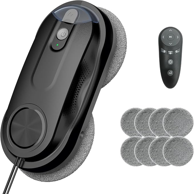 KKI Window Cleaning Robot, Automatic Window Cleaner Robot, Dual Ultrasonic Spray, Max 3200Pa, AI Path Planning & Edge Detection, Remote Control for High-Rise Windows Outside/Inside, Glass,Door, X3