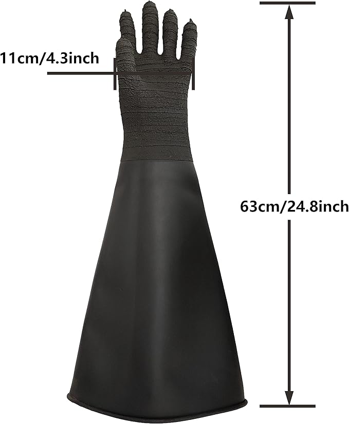 Heavy Duty Sandblasting Gloves 24.8" Rubber Gloves for Sandblaster Protective Safety Work Black Striped Glove