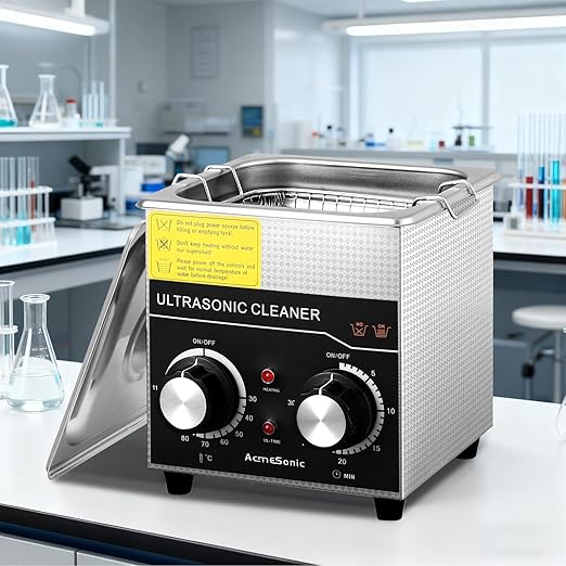 Commercial Ultrasonic Cleaner with Knob, 1.3L Professional Ultrasonic Cleaner, 40kHz with Heater and Timer for Tools, Jewelry, Watches, Glasses, Dentures, and Small Metal Parts