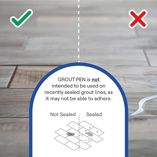 Grout Pen Light Grey Tile Paint Marker: Waterproof Grout Paint, Tile Grout Colorant and Sealer Pen - Light Grey, Narrow 5mm Tip (7mL) - 3 Pack