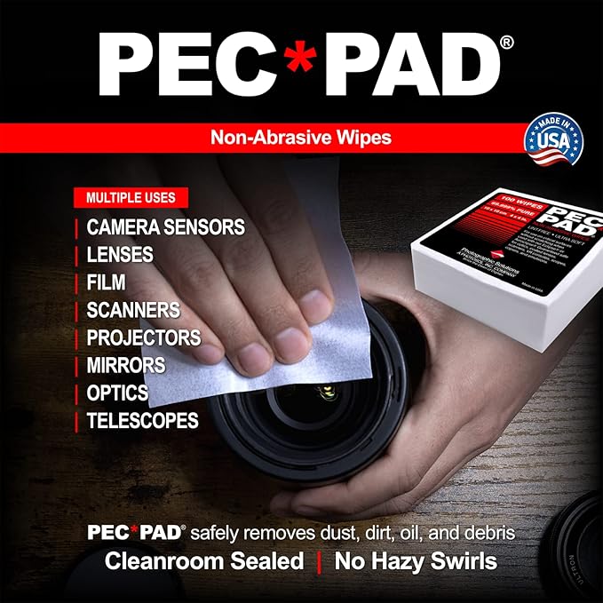 PEC-PAD Lint Free Wipes 4”x4” Non-Abrasive Ultra Soft Cloth for Cleaning Sensitive Surfaces like Camera, Lens, Filters, Film, Scanners, Telescopes, Microscopes, Binoculars. (100 Sheets Per/Pkg) 4-Pack