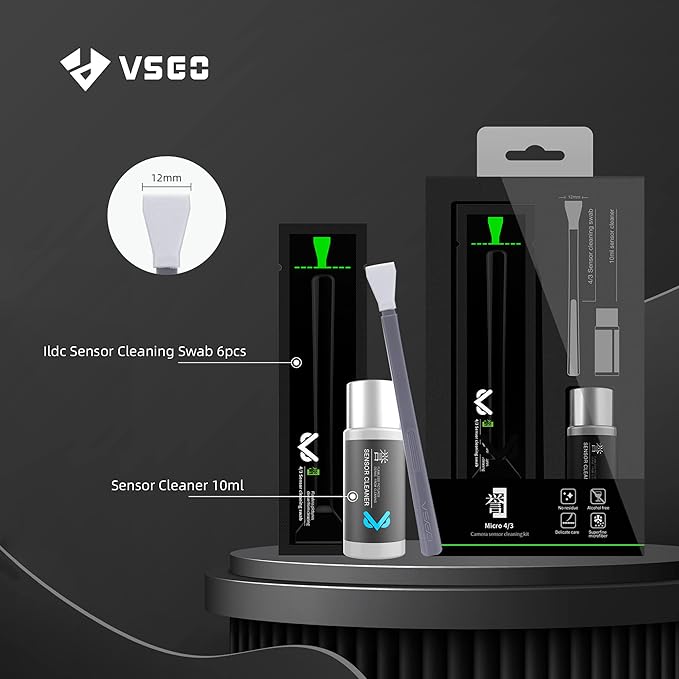 VSGO Digital Camera Cleaning Swab Sensor Cleaning Swabs with 10ml Sensor Cleaning Solution Dry CCD CMOS Clean Swab with Sensor Cleaner for Nikon Sony Canon DSLR Camera Clean (12mm (6pcs Sensor Swab))