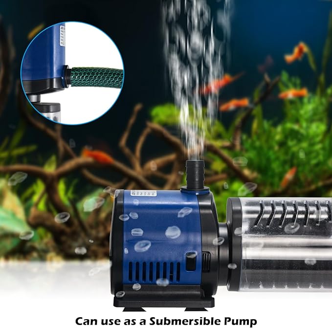 Fish Tank Filter Powerful 400GPH for 75-200 Gallon Large Aquarium Small Pond Fountain, Wave-maker Submersible Water Pump Turtle Tank Filter for Saltwater & Freshwater System