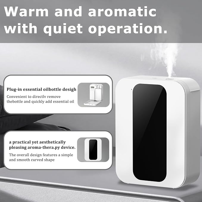 Hotel Scent Diffuser Kit, Includes 2 Premium Oils, House Scent Machine, 500ml Large Capacity Aromatherapy Machine, Cover 3500 Sq.Ft, Waterless Essential Oil Diffusers for Home Large Room, Office-White