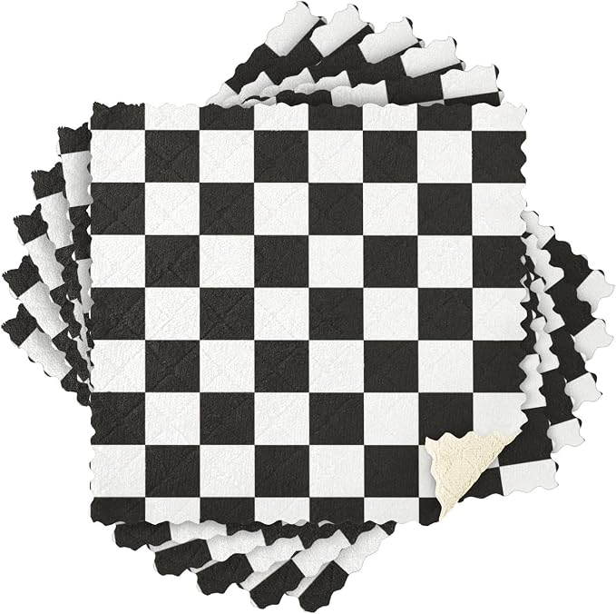 Checkered Black06 Kitchen Towels Dish Cloths Set of 6 Microfiber Cleaning Cloths for Cars Super Absorbent Machine