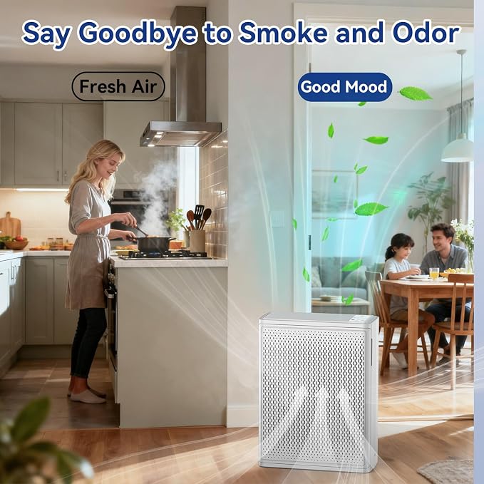 YARIKI Air Purifiers for Home Large Room Up to 2000 Ft²,H13 HEPA Air Purifiers for Pet Hair Smoke Odor,24dB Ultra-Quiet Operation Suitable for Bedrooms,Living Rooms,Offices