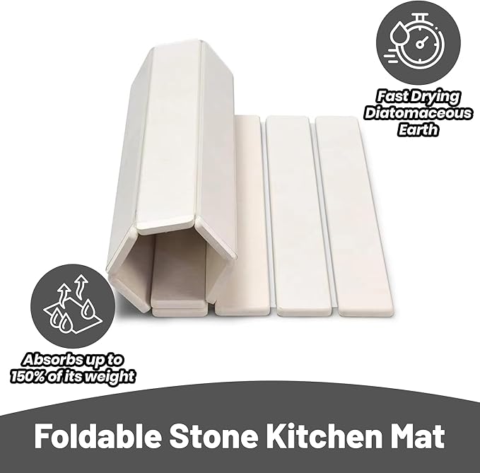 Large Stone Dish Drying Mat for Kitchen Counter,drying mat 24"(L)×16"(W),diatomaceous earth dish drying mat,quick drying stone mat for kitchen sink,drying dish mat white