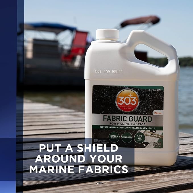 303 Products Marine Fabric Guard, Water Repellent Fabric Protector for Boat Covers, Canvas & Marine Fabrics – Restores Water & Stain Resistance, Safe for All Fabrics, 1 Gallon