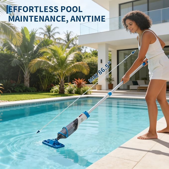 Handheld Pool Filter Pump, Light Construction, Easy Plug-in Swimming Pool Pump for Pool,Pond,Home, 1/20HP Plastic Cordless Sewage Pump with 2 Filter Bags, 1110GPH, 50° Media