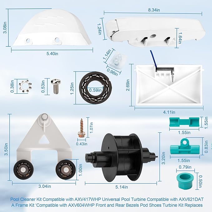 ChangTa AXV417WHP Pool Cleaner Pod Kit & AXV621DAT Pool Cleaner Parts Compatible with Hayward Navigator Arneson Pool Vac Plus Ultra Pools Cleaner, A-Frame and Pod Combo Tune-Up Kit Turbine Bearing