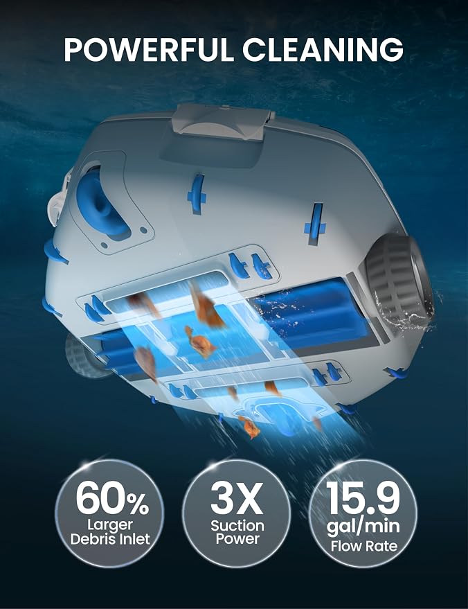 KOKIDO 2025 Cordless Robotic Pool Cleaner Bundle Set,15.9GPM Strong Suction, Large Filter Size,Auto Parking, 2X Oversize Debris Inlet, Flat Pools up to 700 sq.ft