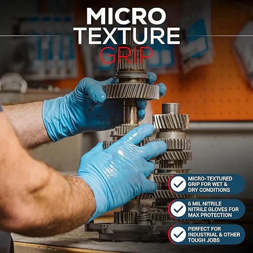 FIRST GLOVE Volt Large 1000 Ct. 6 Mil Blue Nitrile Disposable Gloves - Food Safe Disposable Gloves, Cleaning, Micro Textured Glove for Enhanced Grip, Latex-Free