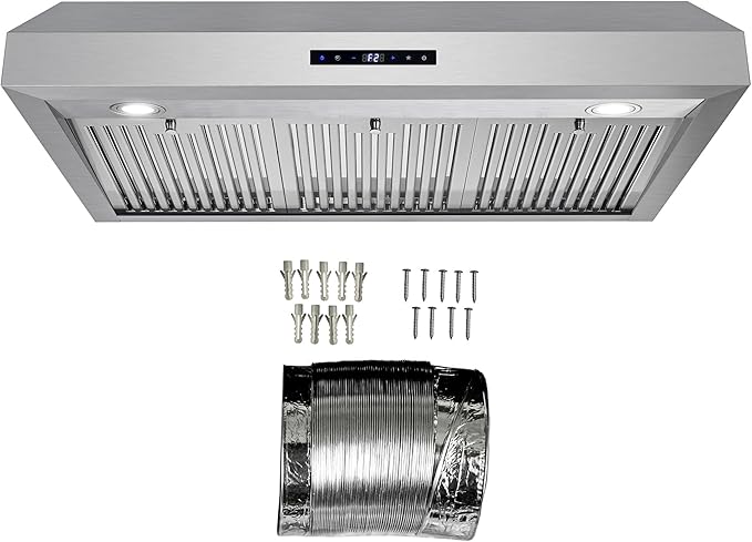 COSMO UMC36 36 in. Haven Collection 380 CFM Ducted Under Cabinet Range Hood, LED Lights, Touch Controls, Stainless Steel