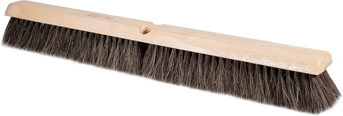 Wide Block Horsehair Broom, Concrete, 24 Inch, Natural Horsehair, Wide Wood Block, Brush, Assembled in USA, 6442