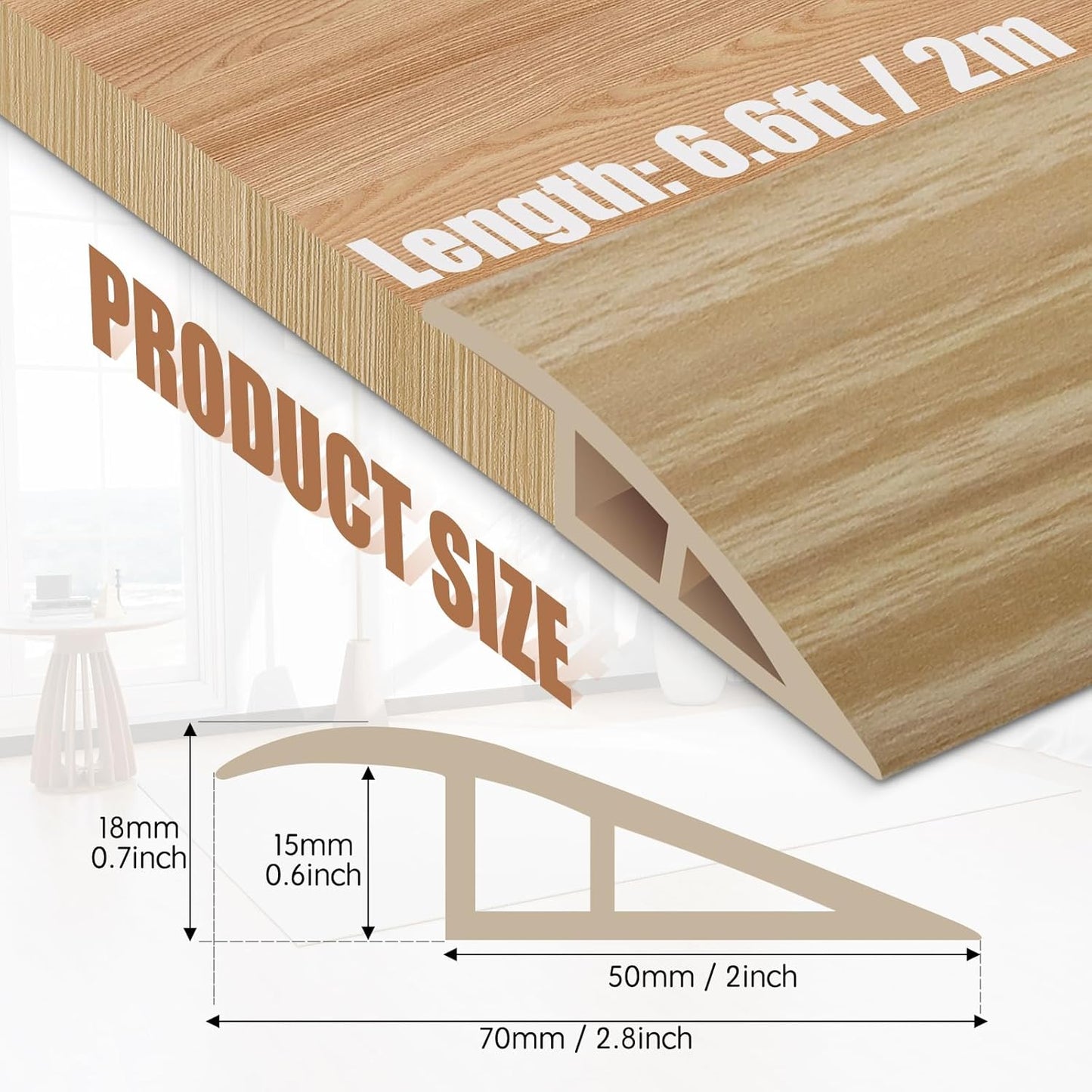 Floor Transition Strip Door Threshold 79" Floor Transition Reducer Trim on The Edges Threshold Strip Self Adhesive Suitable for Doorways, Tiles, Carpet