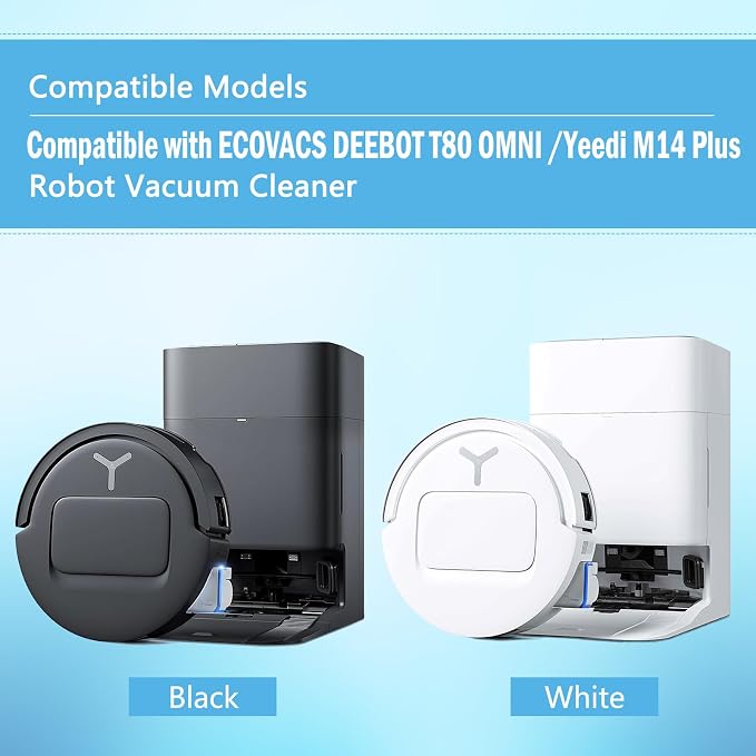20 Pcs Replacement Parts for Ecovacs Deebot T80 Omni/for Yeedi M14 Plus Robot Vacuum-Accessory Set with 1 Main Brush, 2 Mop Brush Rollers, 6 HEPA Filters, 6 Dust Bags, 4 Side Brushes, 1 Tool