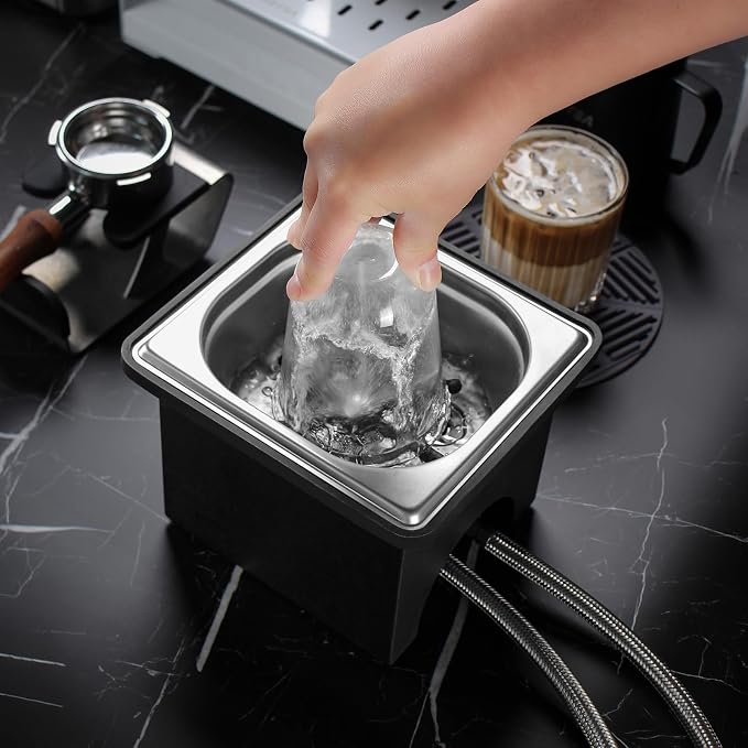DIBTSA Pitcher Rinser with Base, Stainless Steel Countertop Glass Rinser Cup Washer Sink with Side Spray, 7.48" x 6.89" x 5.7", Silver