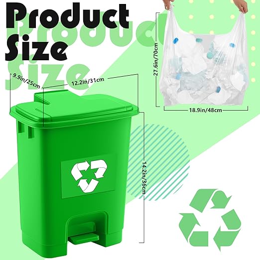 Geiserailie 2 Set Green Compost Bin Kitchen with Foot Pedal and 50 Leakproof Bags, Outdoor & Kitchen Organic Waste Trash Can for Food Scraps, Leaves, and Yard Waste (20L)