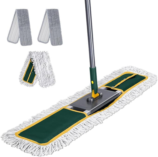 36" Commercial Dust Mop | Masthome Microfiber Industrial Mop for Floor Cleaning | 60”Long Handle Heavy Duty Floor Mop | 3 Reusable Pads | Wet Dry Flat Mops for Hardwood Floors, Marble, Laminate, Tile