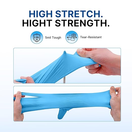 Schneider Nitrile Exam Gloves, 5 Mil, Blue, Latex-Free & Powder-Free Disposable Gloves, Textured Grip, for Medical Exam, Food Handling, Cleaning & Industrial Use