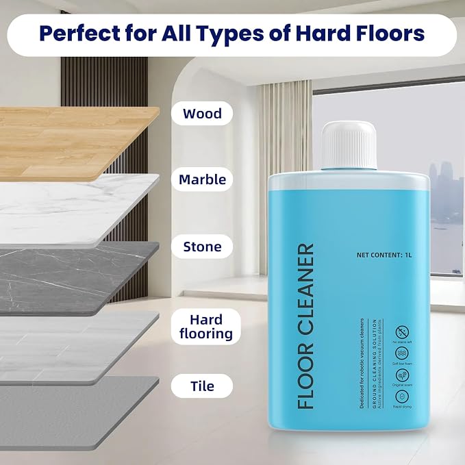 Floor Cleaning Solution, 2000 ml Original Flavor Compatible with Roborock Cleaning Solution, Residue & Streak Free, Suitable for All Robot Vacuum Cleaners and Wireless Wet Dry Dual-Use Vacuum Cleaners
