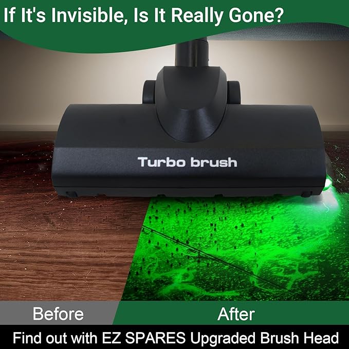 EZ SPARES Dust Display LED Vacuum Brush,Replacement for Universal Vacuum Cleaner,Turbo Floor Brush Head 1 1/4",Longer Wiper Hardwood Flooring Big Wheel Cleaner Brush for Most Brand(Update)