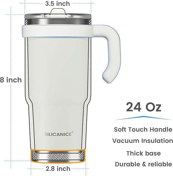 For Iced Coffee & Smoothies – Never Drink from a Moldy Lid Again: 24oz Hygienic Tumbler, 100% Leakproof Lid & Removable Foldable Spout. Reinforced Base, Fits Cup Holders-Cream