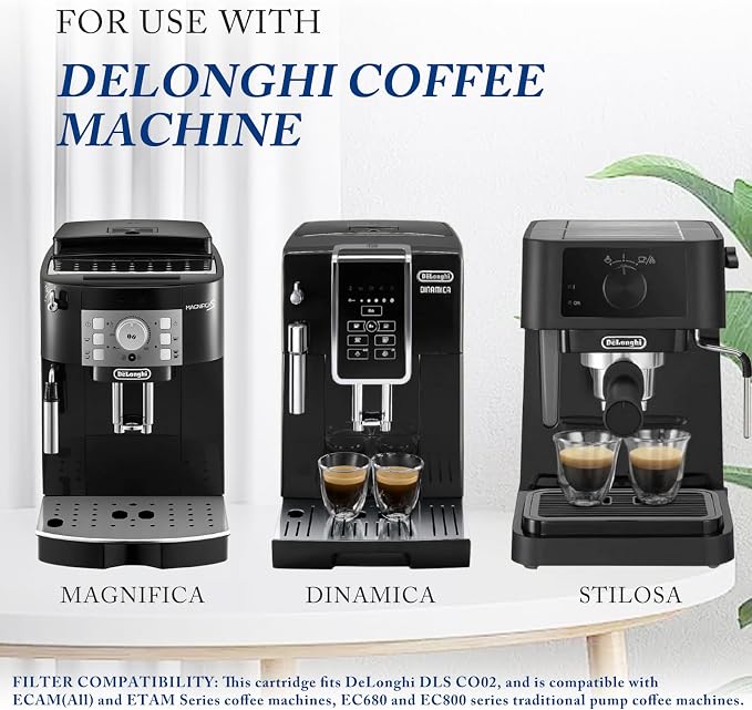 Anmumu Delonghi* Compatible Descaling Kit with 1 Pack Coffee Filter Replacements,Includes Descaling Solution(200ML)&DLSC002 Water Filters,Fits ECAM,Esam,ETAM Machines for Clean Brewing