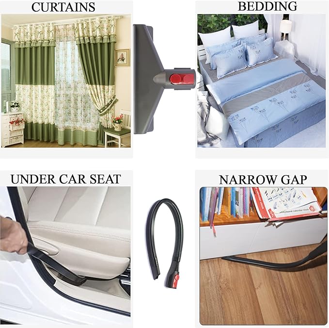 Replacement Vacuum Attachments for Dyson V7 V8 V10 V11 V15 Perfect for Dryer Vent, Car Detailing and Corners Cleaning - Household Cleaning Kit (Attachment and Flexible Crevice Tool)