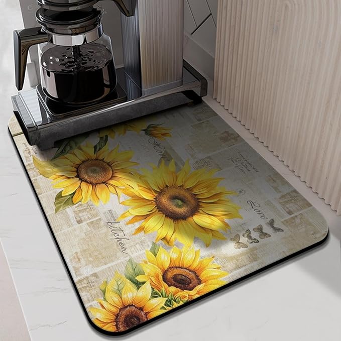 Kitchen Countertop Dish Drying Mat,Super Absorbent Coffee Bar Mat for Maker Espresso Machine, Anti-Slip Accessories for Kitchen Countertops 24x18 Inch