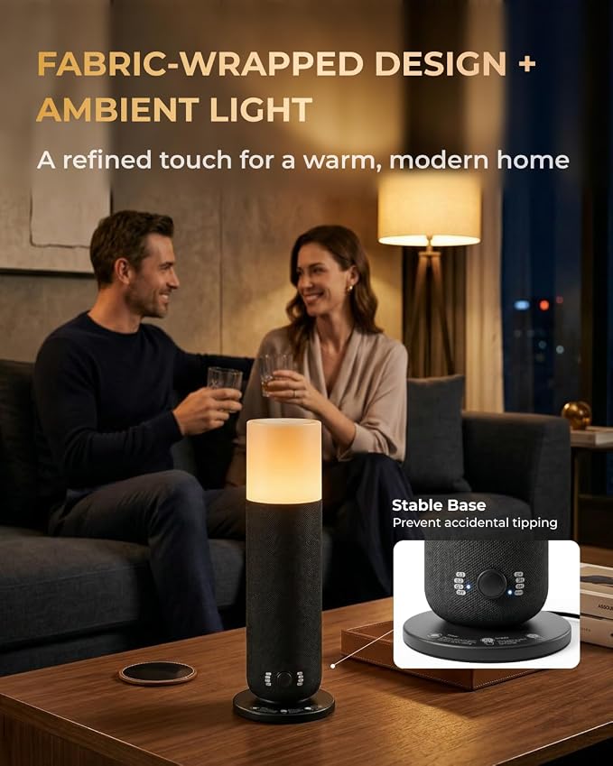 Smart Waterless Scent Diffuser for Modern Homes, App & Manual Dual Control Essential Oil Diffuser, Quiet Fabric-Wrapped Design with Ambient Light, Customizable Scenting, Up to 1000 Sq Ft
