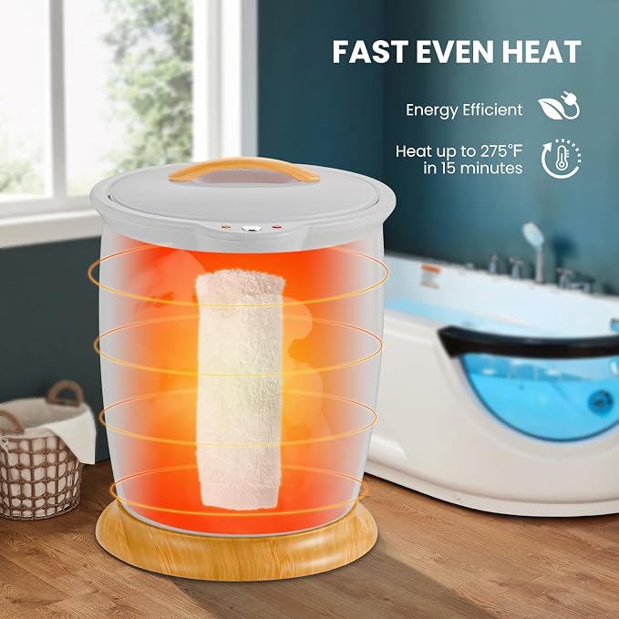 WELLHUT Towel Warmer Bucket Towel Warmers for Bathroom with Fragrance Holder, Luxury Spa Hot Towel Warmer, Towel Heater, Auto Shut Off, Holds Two 40"X70" Oversized Towels, Bathrobes, Blankets