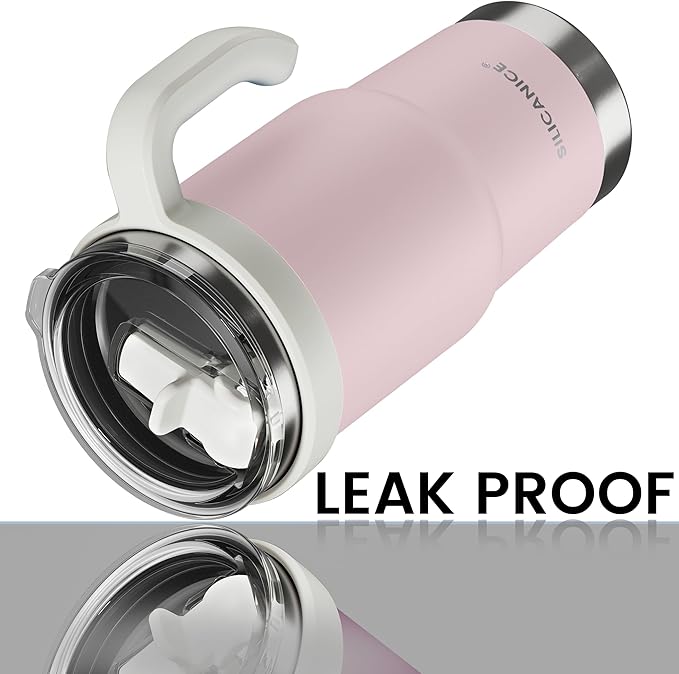 For Iced Coffee & Smoothies – Never Drink from a Moldy Lid Again: 24oz Hygienic Tumbler, 100% Leakproof Lid & Removable Foldable Spout. Reinforced Base, Fits Cup Holders-Pink sand