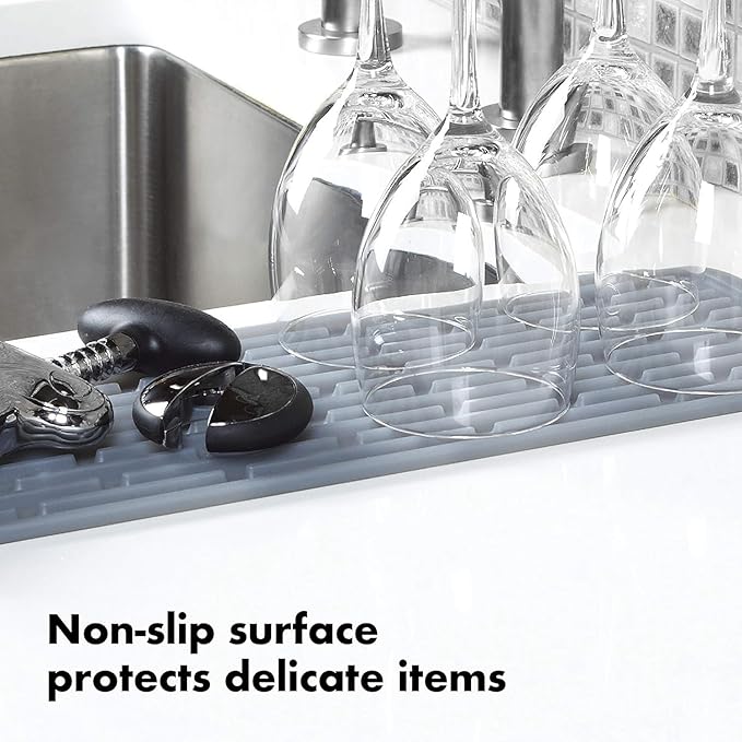 OXO Good Grips Silicone Stemware Drying Mat, Gray - Pack of 2