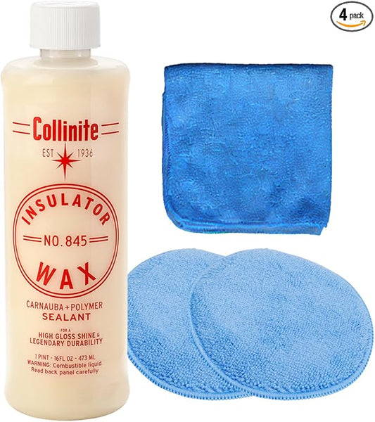 Collinite No. 845 Insulator Wax with Microfiber Towel & Applicator Combo