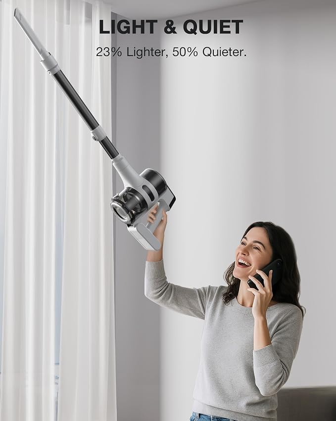 Maircle Cordless Stick Vacuum Cleaner for Home, Lightweight Rechargeable Vacuum with 55min Runtime, Powerful Suction, Green LED Headlight, 9-in-1 Pet Hair Carpet & Hardwood Floor Cleaner