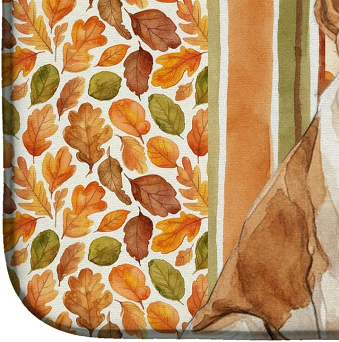 Caroline's Treasures Bracco Italiano Heirloom Fall Dish Drying Mat Absorbent Dish Drying Mat Pad for Kitchen Counter Dish Drainer Mat for Countertop, 14 x 21", Multicolor