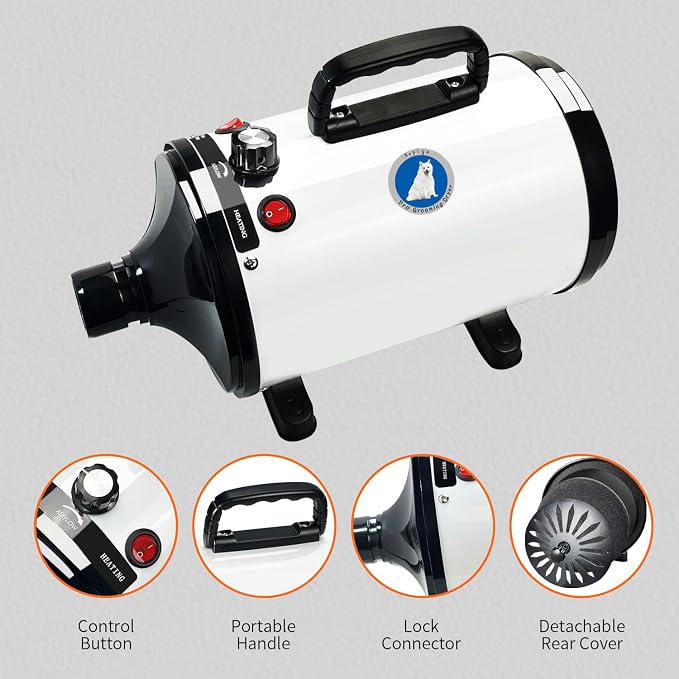 Dog Dryer,High Velocity Professional Dog Grooming Dryer,Adjustable Temperature and Speed with 4 Different Nozzles